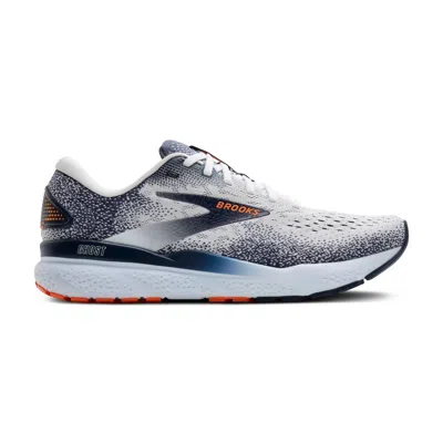Brooks Men's Ghost 16 Running Shoes In White/peacoat/orange In Multi