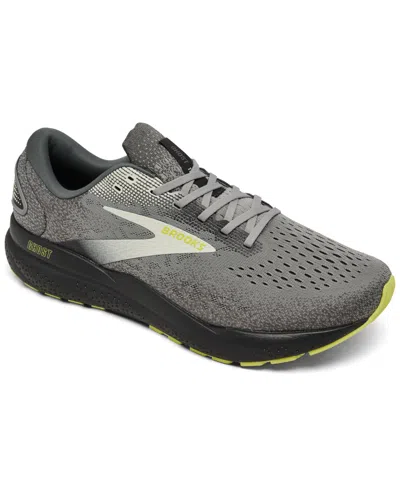 Brooks Men's Ghost 16 Running Sneakers From Finish Line In Grey,lime