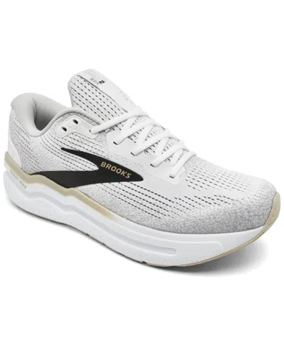 Brooks Men's Ghost Max 2 Running Sneakers From Finish Line In White/black/tan