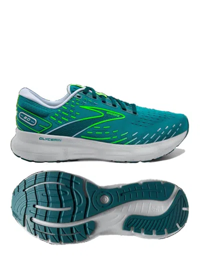 Brooks Men's Glycerin 20 Running Shoes In Kayaking/heron/green Gecko In Blue