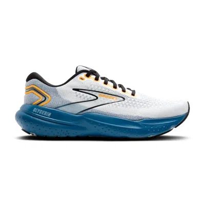 Brooks Men's Glycerin 21 Shoes In White/sapphire/orange In Blue