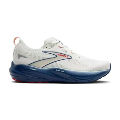 Brooks Men's Glycerin 22 Shoes In Gray/navy Peony/fiery Red In White
