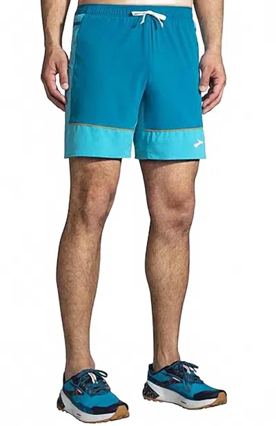 Brooks Men's High Point 7" 2-in-1 Running Short In Hyper Blue/mist/pacific In Multi