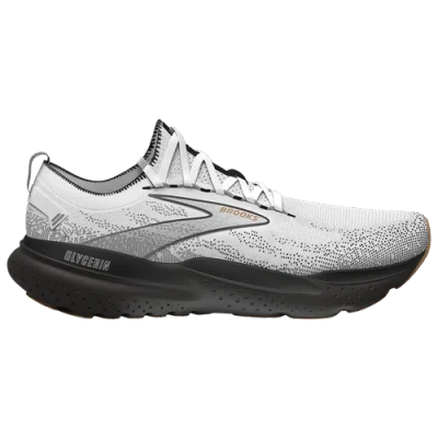 Brooks Men's Glycerin Stealthfit 21 Running Sneakers From Finish Line In White/grey/black