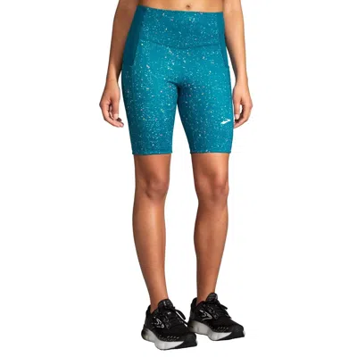 Brooks Method 8" Short Tight In Lagoon Speckle Print/lagoon In Blue