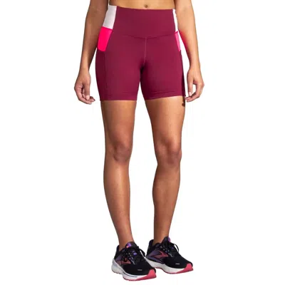 Brooks Method Tight Shorts Womens Red Stretch 5" Inseam Performance Srt161