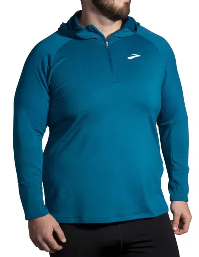 Brooks Notch Thermal Hoodie 2.0 Jacket In Heather Dark Ocean In Blue