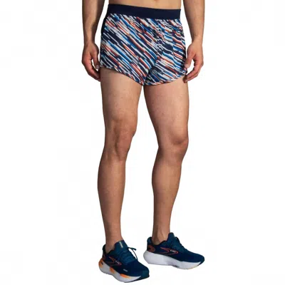 Brooks Sherpa 3" Split Short In Motion Print/run Usa 24 In Multi