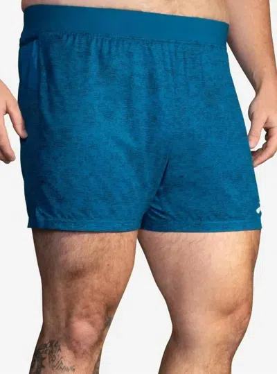 Brooks Sherpa 5" Shorts In Dark Ocean Terrain Print In Blue