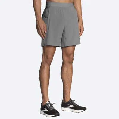 Brooks Sherpa 7" 2-in-1 Shorts In Steel In Gray
