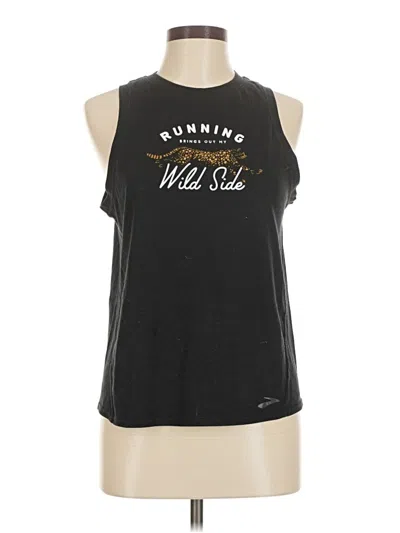 Pre-owned Brooks Sleeveless Top Black Halter Neckline Tops