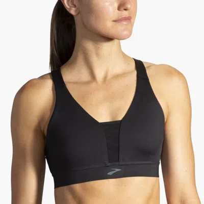 Brooks Sports Bra Women's Black Stretch Plunge Crossback Activewear Jdm1574