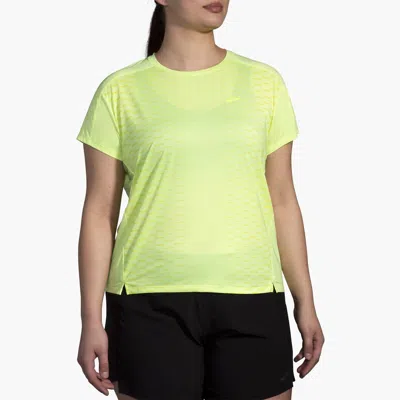 Brooks Sprint Free Short Sleeve Top In Lime In Green