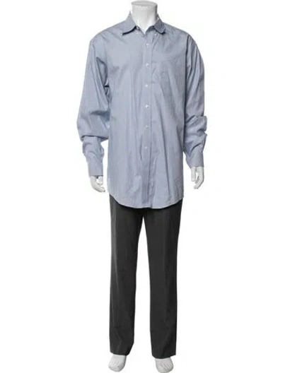 Pre-owned Brooks Striped Long Sleeve Dress Shirt In Blue