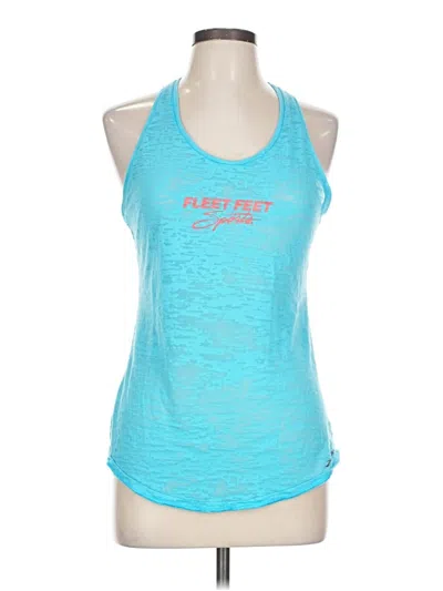 Pre-owned Brooks Tank Top Teal Halter Neckline Tops In Blue