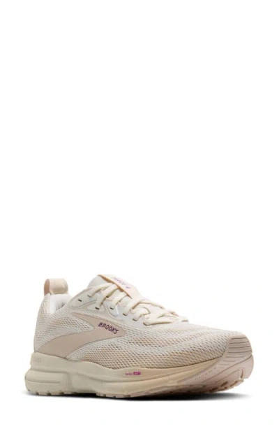 Brooks Trace 4 Running Shoe In Coconut Milk/almond/purple