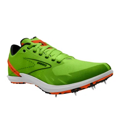 Brooks Unisex Draft Xc Spike Shoes In Green Gecko/red Orange