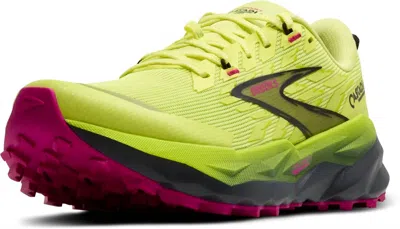 Brooks Women's Cascadia 19 Mountain Trail Running Shoe In Sunny Lime/black/magenta In Green