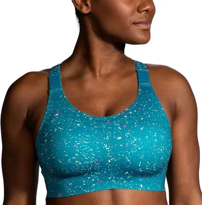 Brooks Women's Dare Racerback Run Bra 2.0 In Lagoon Speckle In Blue