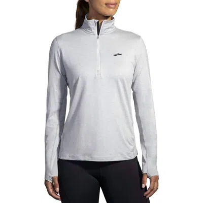Brooks Women's Dash 1/2 Zip Long Sleeves In Htr Ash