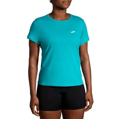Brooks Women's Distance Short Sleeve 2.0 Shirt In Nile Green In Multi