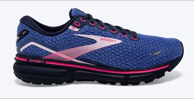 Brooks Women's Ghost 15 Running Shoes ( B Width ) In Blue/peacoat/pink In Multi