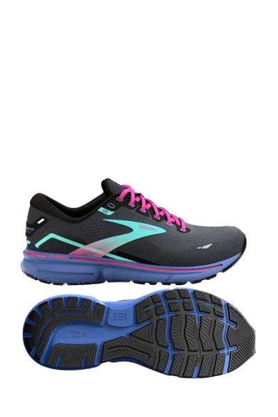 Brooks Women's Ghost 15 Running Shoes - B/medium Width In Black/blue/aruba In Multi