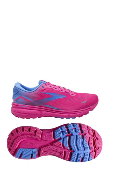 Brooks Women's Ghost 15 Running Shoes - B/medium Width In Pink Glo/blue/fuchsia In Multi