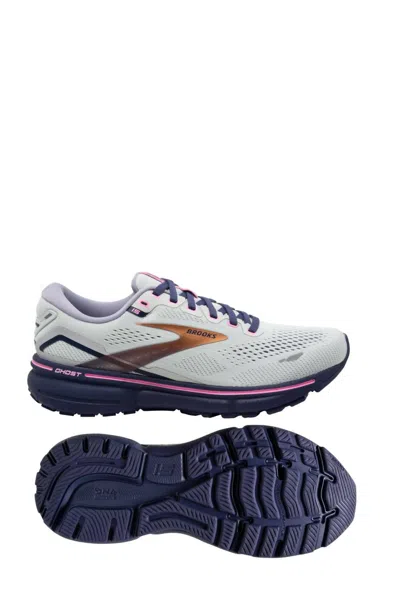 Brooks Women's Ghost 15 Running Shoes - D/wide Width In Spa Blue/neo Pink/ Copper In Multi