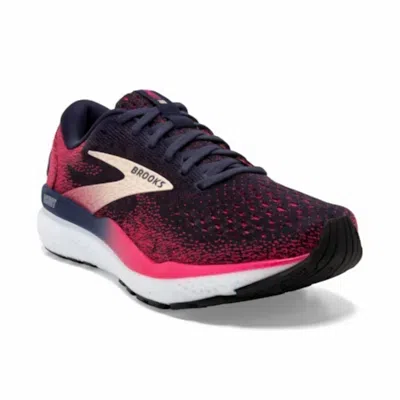 Brooks Women Ghost 16 120407 Wide Running Shoes In 422 Navy/raspberry In Multi
