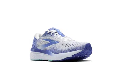 Brooks Women's Ghost 16 Road Running Shoes In White/ Amparo Blue/ Limpet Shell