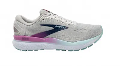 Brooks Women Ghost 16 Running Shoes In Whie/grey/estate Blue In Multi