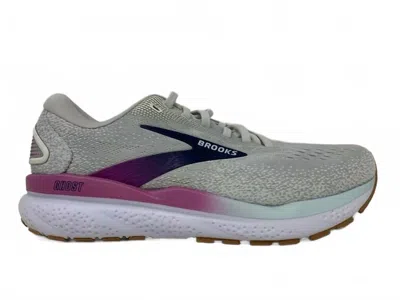 Brooks Women's Ghost 16 Running Shoes In White/grey/estate Blue In Multi