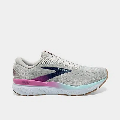 Brooks Ghost 16 Running Shoe In White/grey/estate Blue
