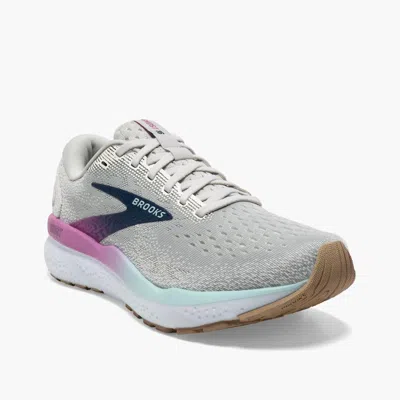 BROOKS WOMEN'S GHOST 16 SHOES IN WHITE/GREY/ESTATE BLUE