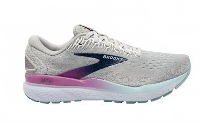 Brooks Women's Ghost 16 Sneakers In White/grey/estate Blue