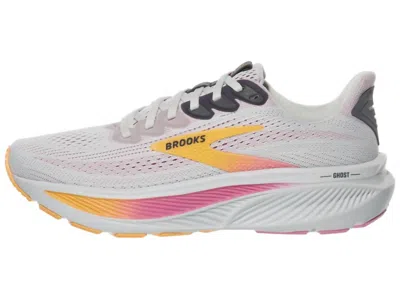 Brooks Ghost 17 Shoes White Pink Orange Aw25 Women In Gray