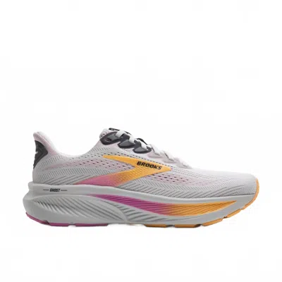 Brooks Ghost 17 Shoes White Pink Orange Aw25 Women In Gray