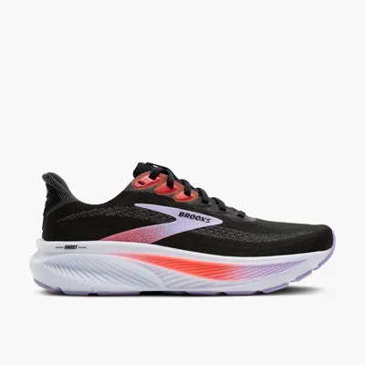 BROOKS WOMEN'S GHOST 17 SHOES IN BLACK/PURPLE/CORAL