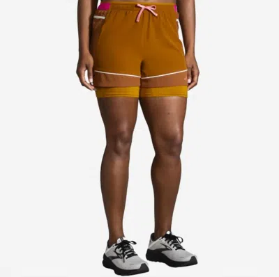Brooks Women's High Point 3" 2-in-1 Running Shorts In Hazelwood/ochre/fuchsia In Brown