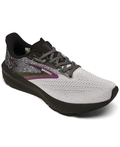 Brooks Women's Launch 10 Running Sneakers From Finish Line In Black,white,violet