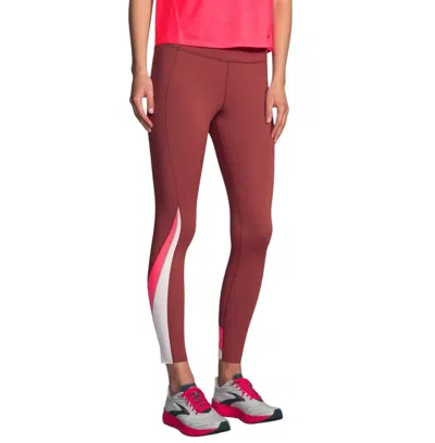 Brooks Women's Method 7/8 Tight In Terracotta/fluro Pink In Multi