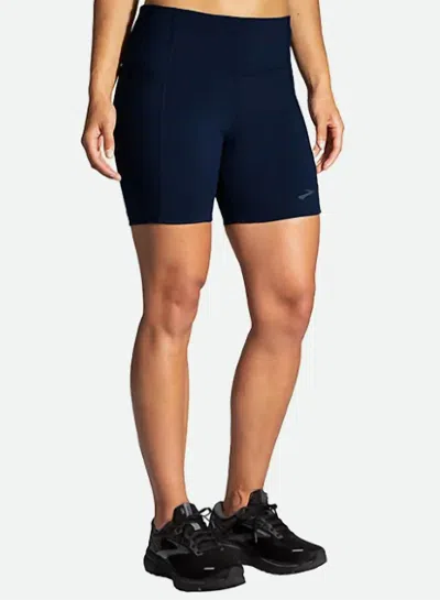 Brooks Women's Moment 5" Short Tight In Navy In Blue