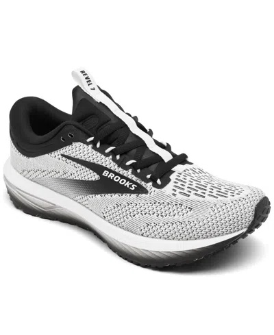 Brooks Women's Revel 7 Running Sneakers From Finish Line In White/black