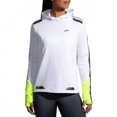 Brooks Women's Run Visible Thermal Hoodie In White/asphalt/nightlife In Multi