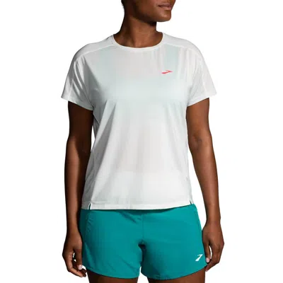 Brooks Women's Sprint Free Short Sleeve 2.0 Tee In Mint Mix In White