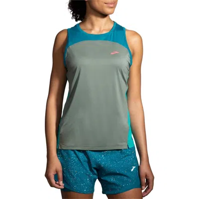 Brooks Women's Sprint Free Tank 2.0 Top In Pebble/lagoon In Blue