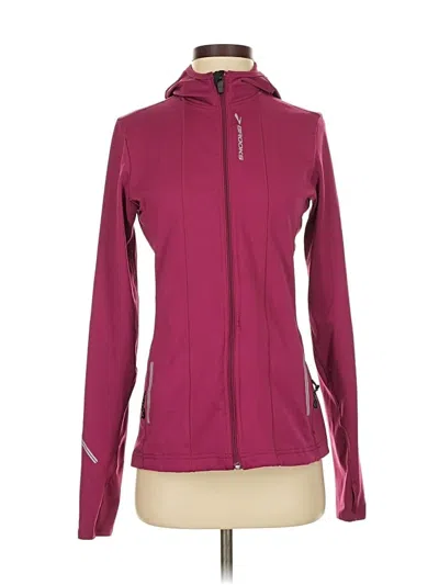 Pre-owned Brooks Zip Up Hoodie In Burgundy