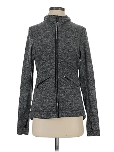 Pre-owned Brooks Zip Up Hoodie In Gray
