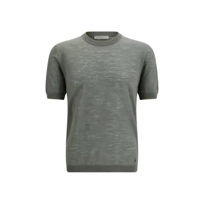 Brooksfield Bicolor Linen T-shirt In Green